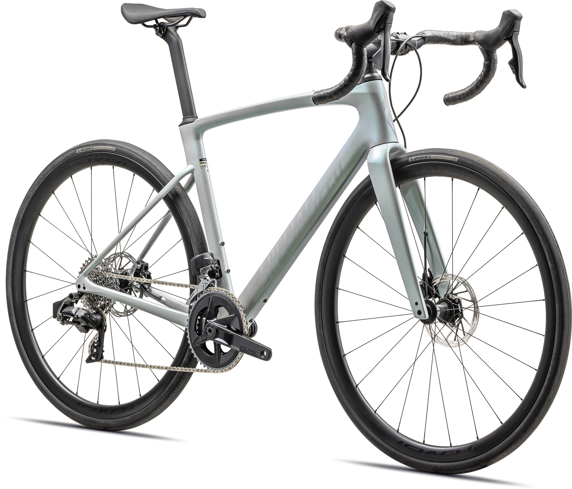 Specialized Roubaix SL8 Expert - SRAM Rival eTAP AXS - Gloss Dove Grey/Chameleon Lapis
