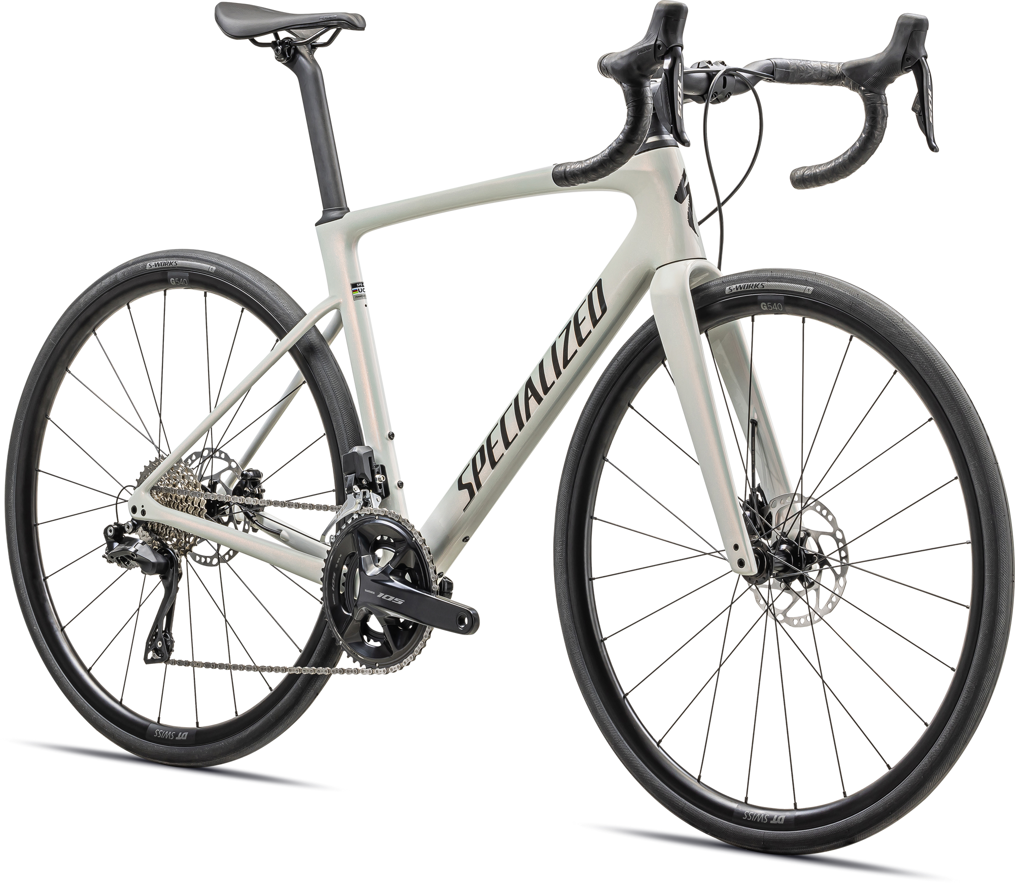 Specialized Roubaix SL8 Comp - Shimano 105 Di2 - Red Ghost Pearl Over Dune / Metallic Obsidian