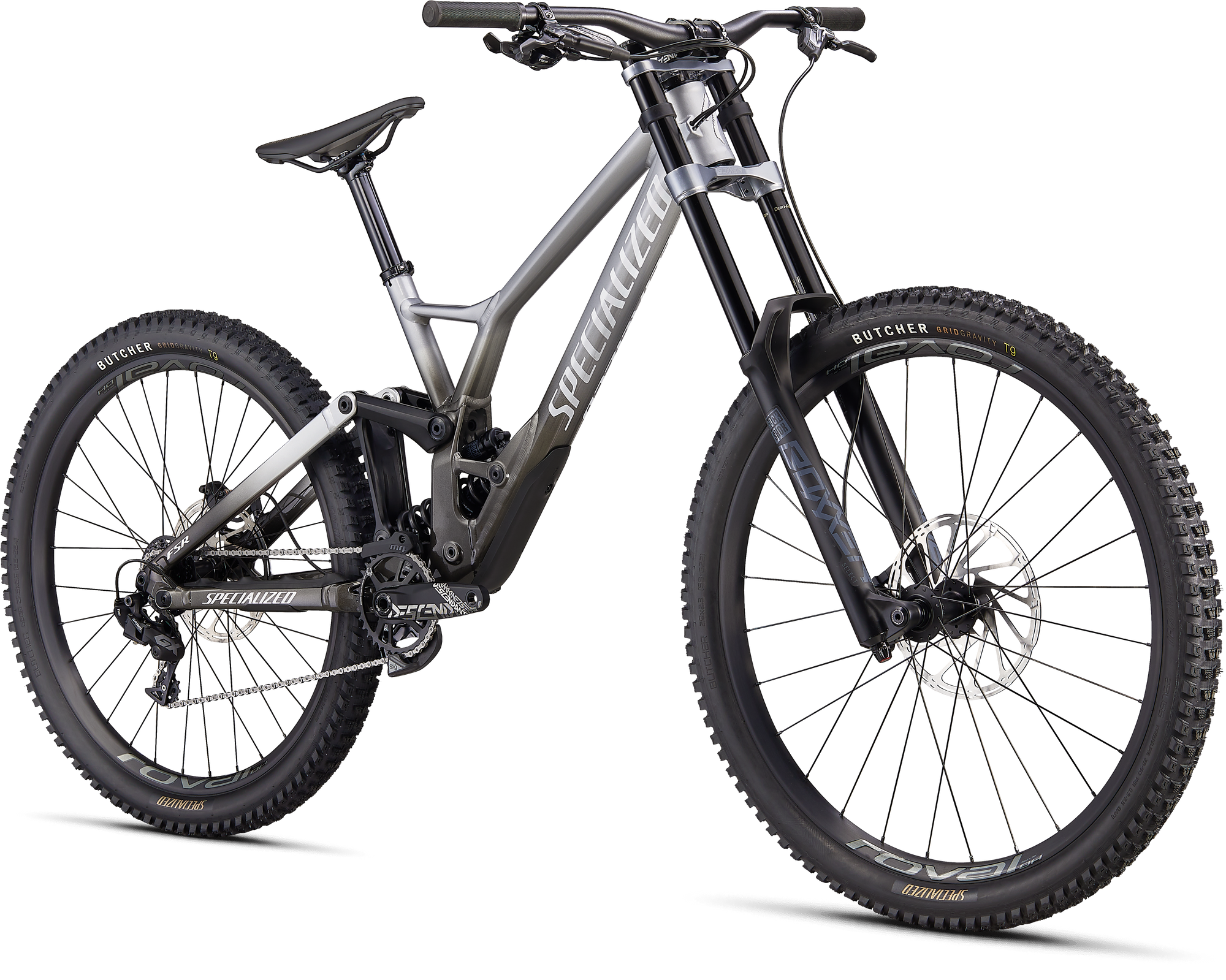 Specialized Demo Expert - Gloss Silver Dust / Charcoal Tint Gravity Fade / White W/ Red Ghost Pearl / Flo Red