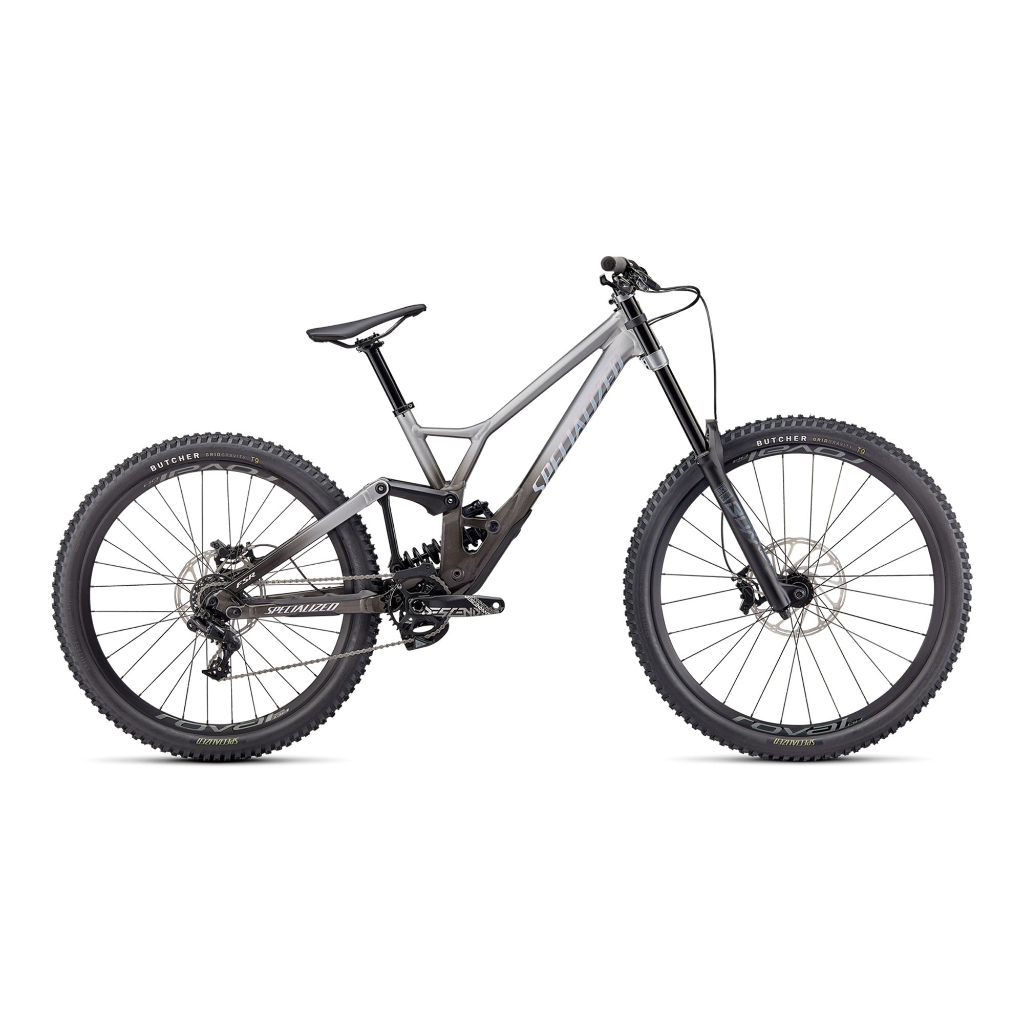 Specialized Demo Expert - Gloss Silver Dust / Charcoal Tint Gravity Fade / White W/ Red Ghost Pearl / Flo Red