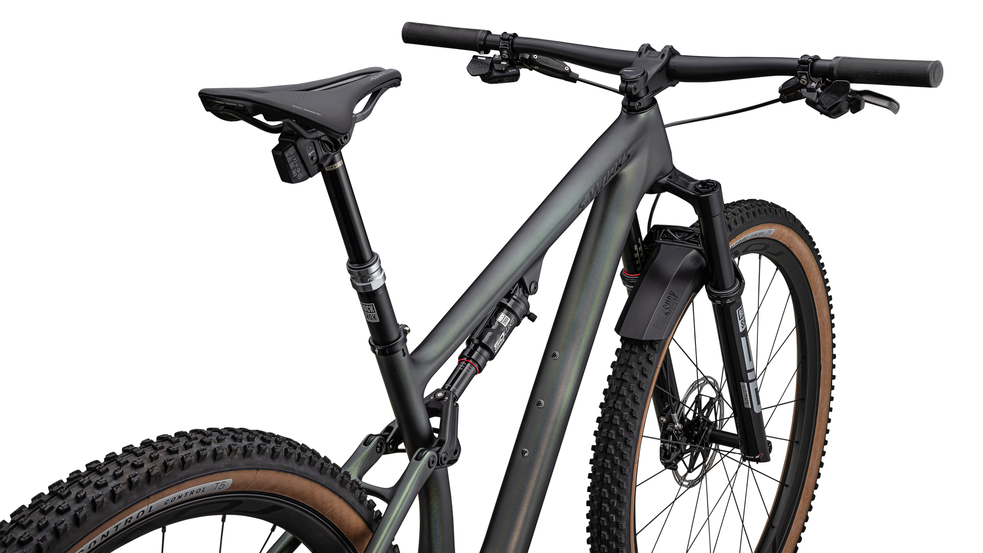 Specialized S-Works Epic EVO RS - Satin Chameleon Silver Green /White Pearl Tint/Gloss Black Chrome