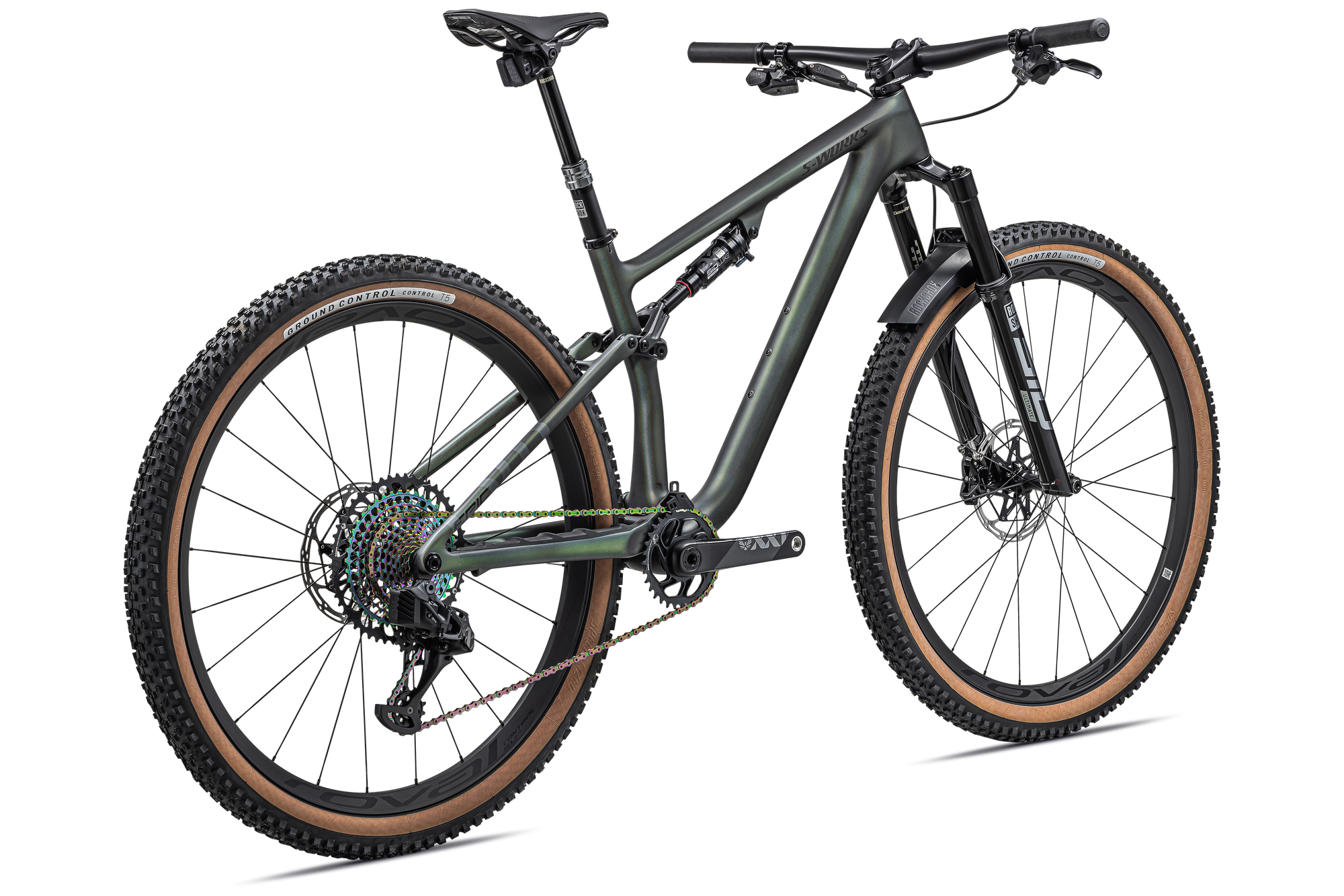 Specialized S-Works Epic EVO RS - Satin Chameleon Silver Green /White Pearl Tint/Gloss Black Chrome