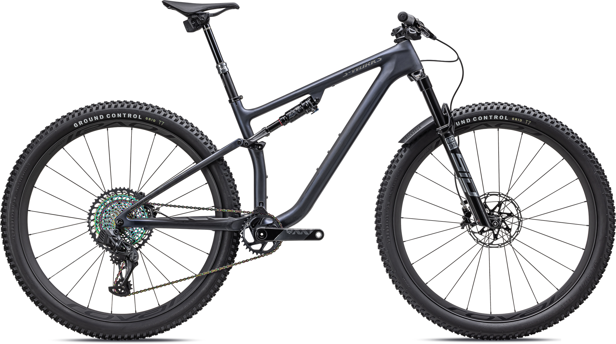 Specialized S-Works Epic EVO - SRAM XX1 AXS, RockShox Ultimate - Satin Blue Ghost Pearl/Black Chrome/Gold Ghost Pearl