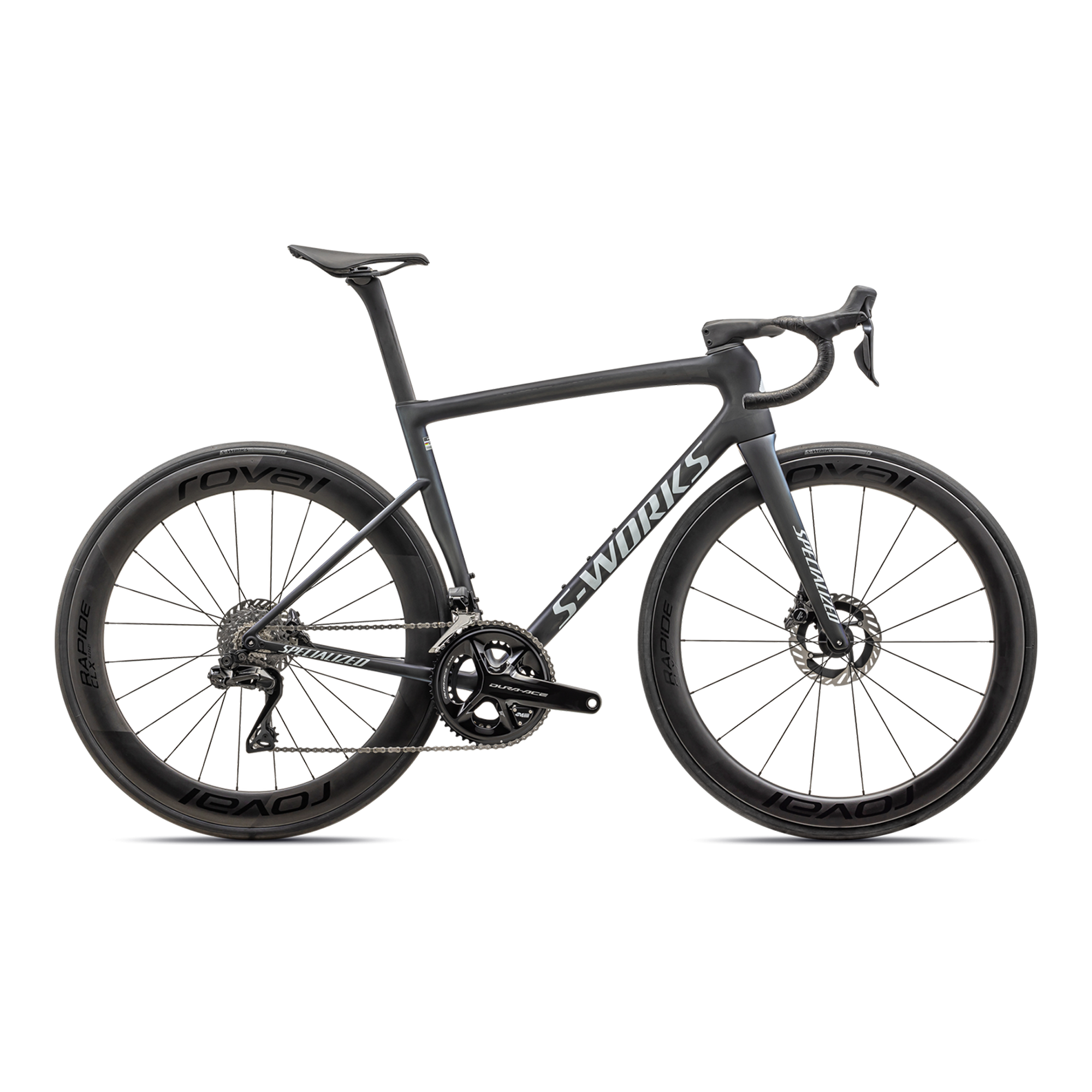Specialized S-Works Tarmac SL8 - Shimano Dura-Ace Di2 - Satin Carbon / Viavi Cynan Blue / Viavi Silver-Blue Pearl Fade / Gloss Metallic White Silver
