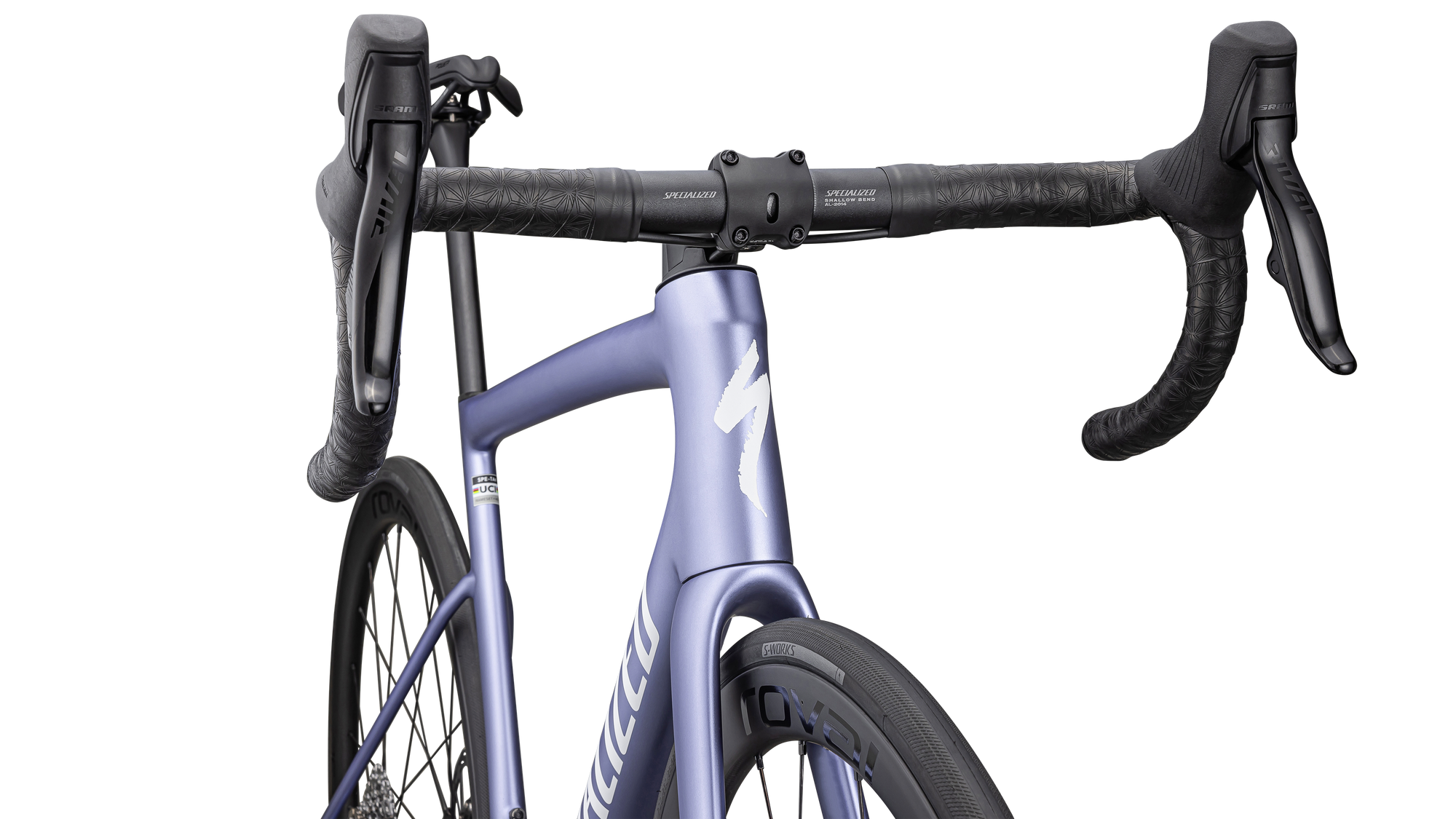 Specialized Tarmac SL8 Expert - SRAM Rival AXS - Satin Powder Indigo Tint Over Silver Dust / White