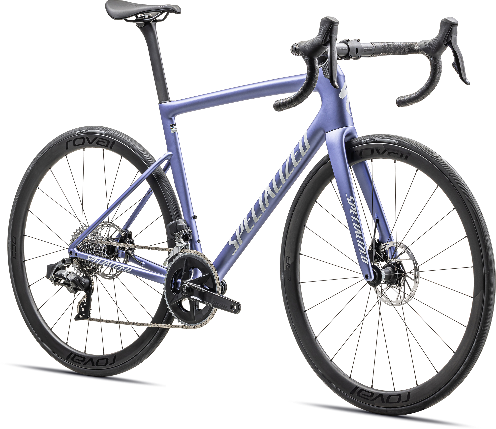 Specialized Tarmac SL8 Expert - SRAM Rival AXS - Satin Powder Indigo Tint Over Silver Dust / White