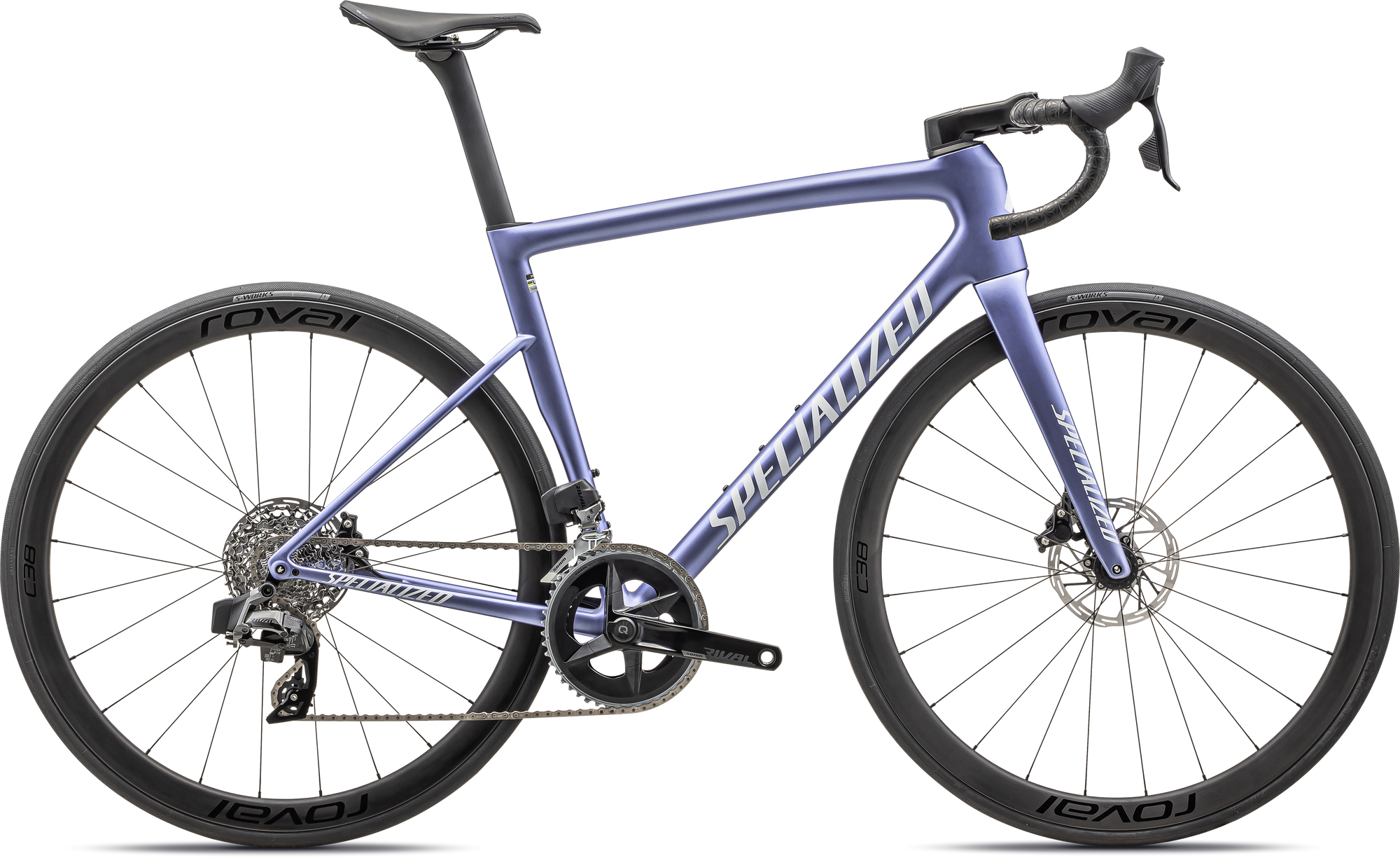 Specialized Tarmac SL8 Expert - SRAM Rival AXS - Satin Powder Indigo Tint Over Silver Dust / White