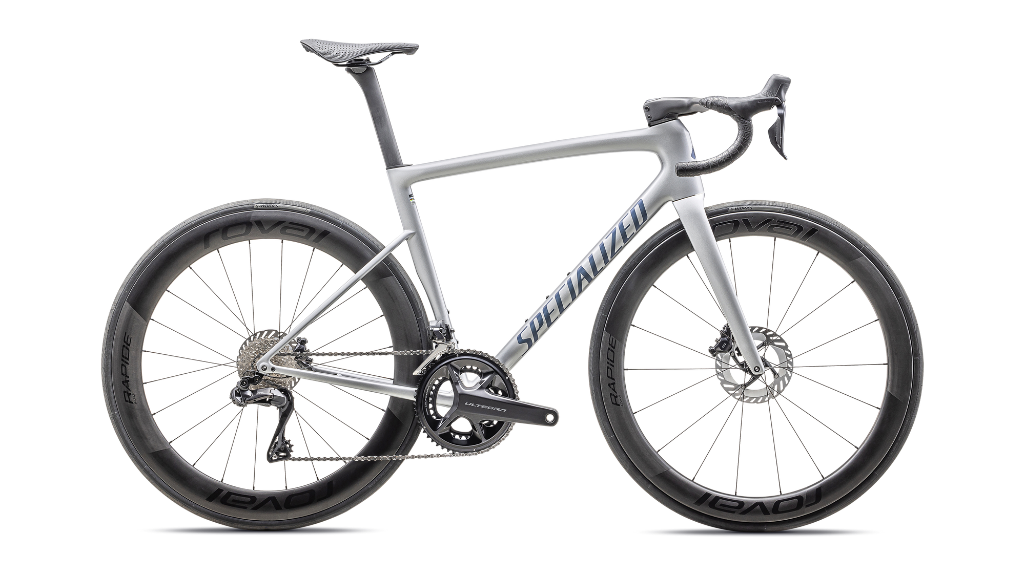 Specialized Tarmac SL8 Pro - Shimano Ultegra Di2 - Gloss Liquid Silver / Satin Blue Pearl Over Black Liquid Metal