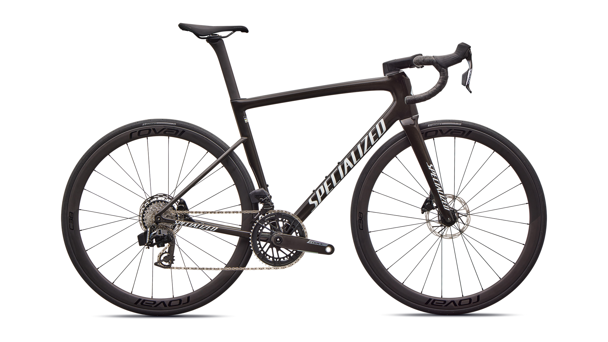 Specialized Tarmac SL8 Expert - SRAM Force AXS  - Gloss Obsidian Metallic / 25% Cqv Reflex Super Red Pearl Over White