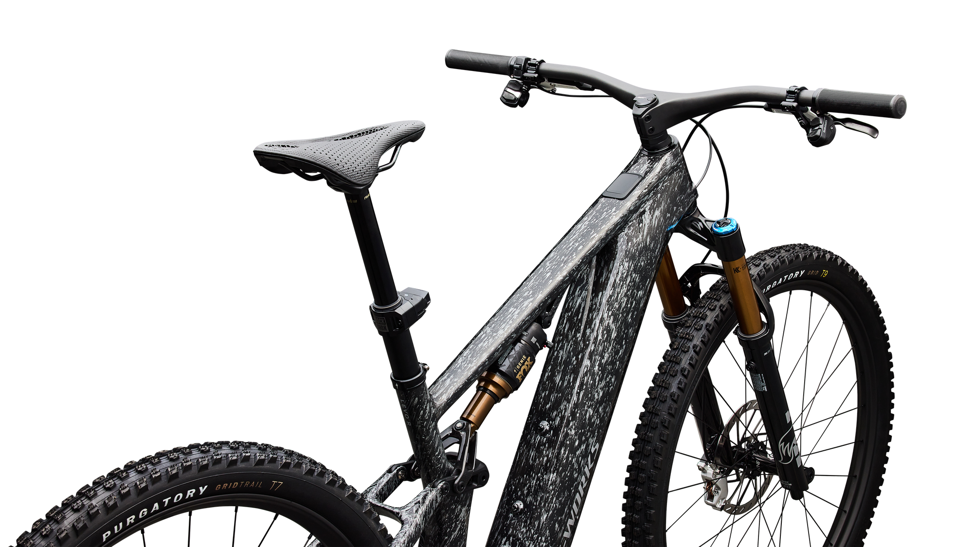Specialized S-Works Turbo Levo R - Gloss Shadow Silver Blended Speckle Over Carbon / Silver Dust