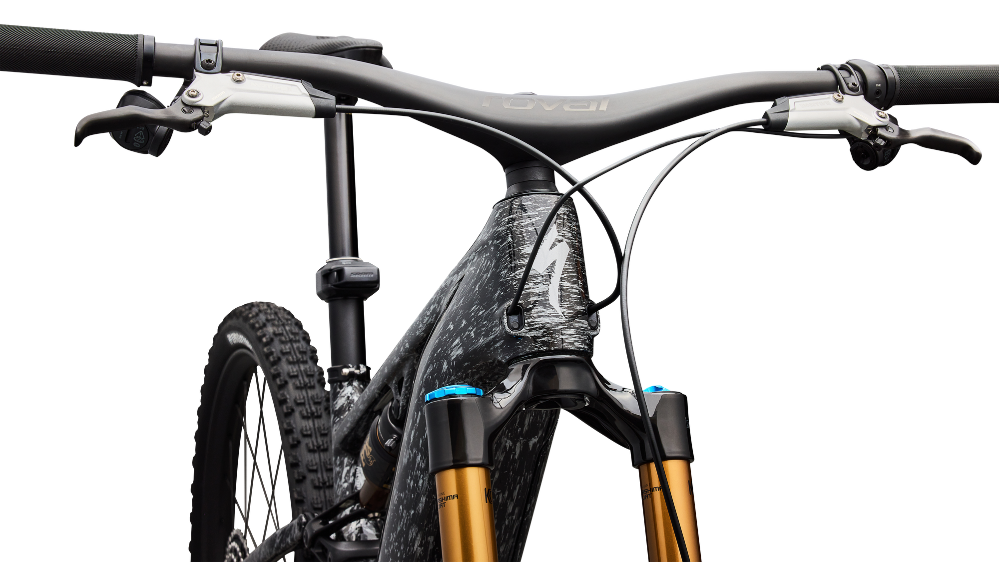Specialized S-Works Turbo Levo R - Gloss Shadow Silver Blended Speckle Over Carbon / Silver Dust