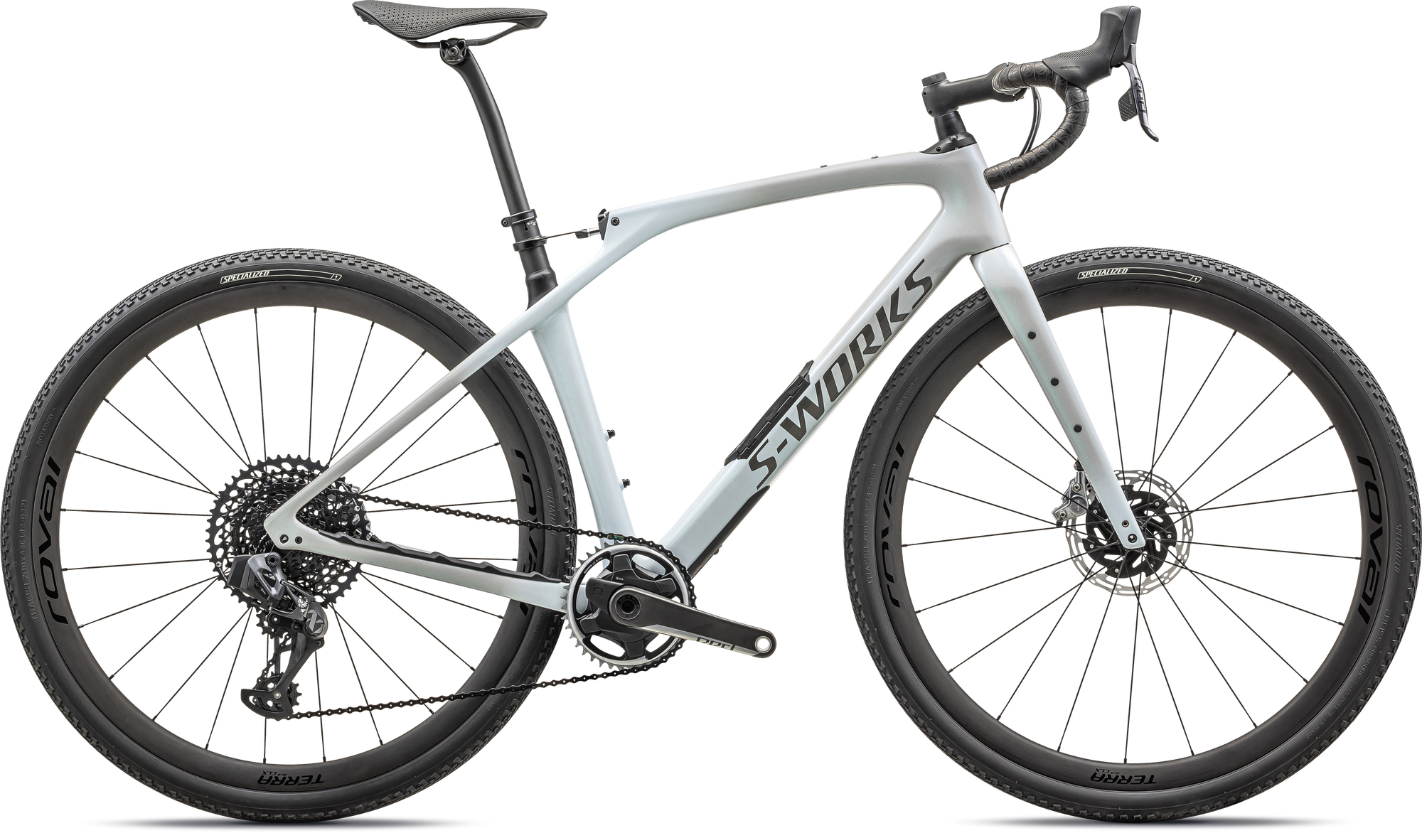 Specialized S-Works Diverge STR - SRAM RED eTAP AXS / XX1 Eagle AXS - Dove Grey+Eyris Pearl - Morning Mist / Eyris Pearl  / Smoke