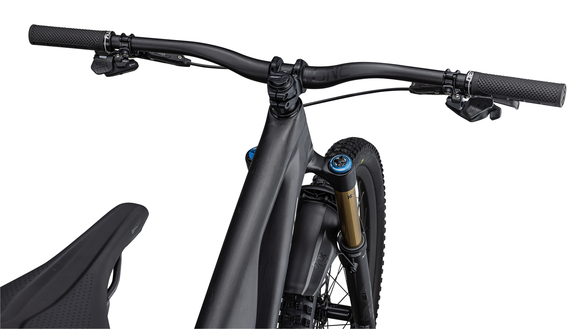 Specialized S-Works Stumpjumper EVO - SRAM XX1 AXS, FOX Factory - Satin Carbon / Brushed Liquid Black Metal / Limestone / Brushed Chrome