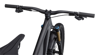Specialized S-Works Stumpjumper EVO - SRAM XX1 AXS, FOX Factory - Satin Carbon / Brushed Liquid Black Metal / Limestone / Brushed Chrome