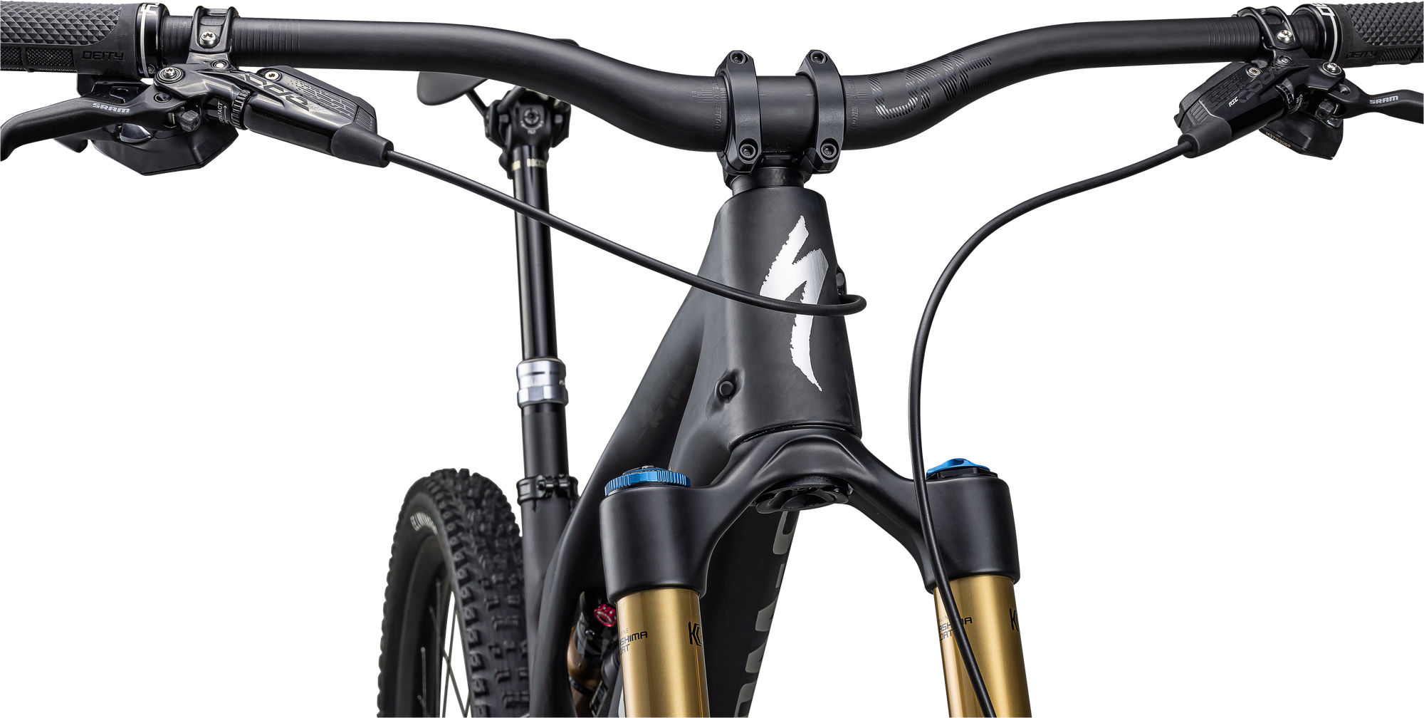 Specialized S-Works Stumpjumper EVO - SRAM XX1 AXS, FOX Factory - Satin Carbon / Brushed Liquid Black Metal / Limestone / Brushed Chrome