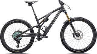 Specialized S-Works Stumpjumper EVO - SRAM XX1 AXS, FOX Factory - Satin Carbon / Brushed Liquid Black Metal / Limestone / Brushed Chrome