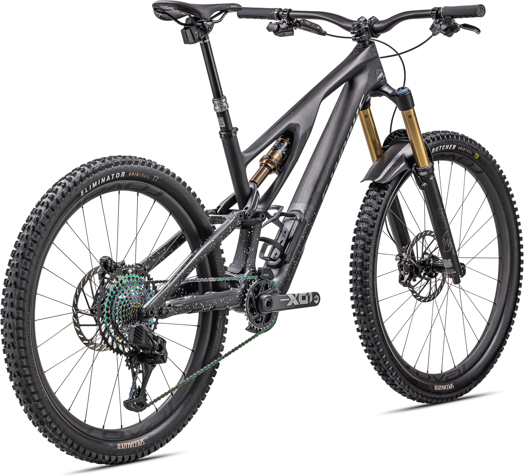 Specialized S-Works Stumpjumper EVO - SRAM XX1 AXS, FOX Factory - Satin Carbon / Brushed Liquid Black Metal / Limestone / Brushed Chrome