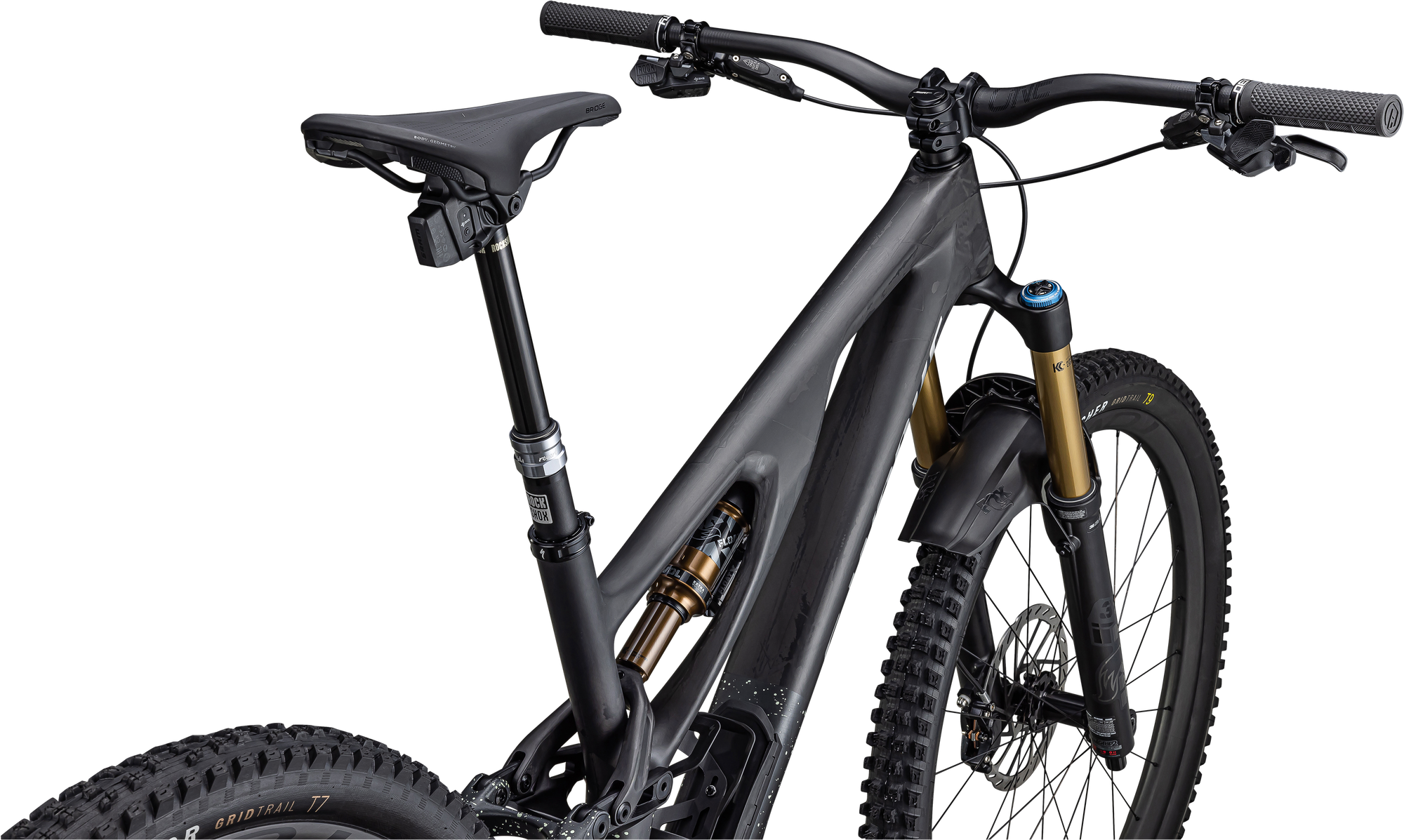 Specialized S-Works Stumpjumper EVO - SRAM XX1 AXS, FOX Factory - Satin Carbon / Brushed Liquid Black Metal / Limestone / Brushed Chrome