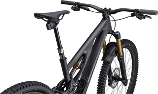 Specialized S-Works Stumpjumper EVO - SRAM XX1 AXS, FOX Factory - Satin Carbon / Brushed Liquid Black Metal / Limestone / Brushed Chrome