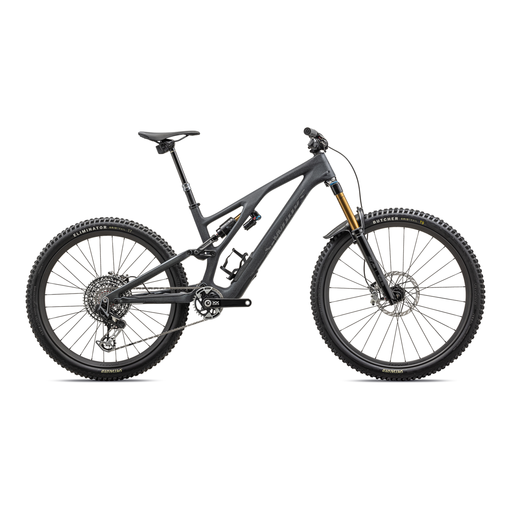 Specialized S-Works Stumpjumper EVO T-Type - SRAM X0 AXS, FOX Factory - Satin Smoke / Cool Grey / Electric Green / Gloss Smoke Liquid Metal