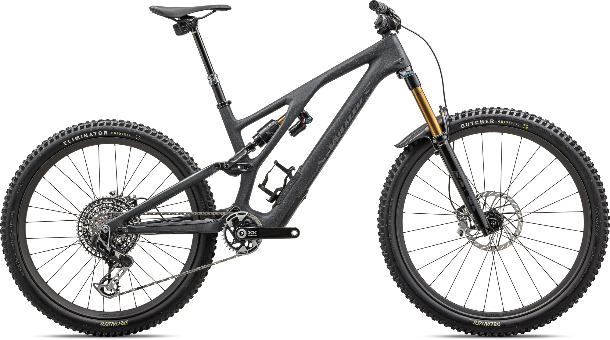 Specialized S-Works Stumpjumper EVO T-Type - SRAM X0 AXS, FOX Factory - Satin Smoke / Cool Grey / Electric Green / Gloss Smoke Liquid Metal