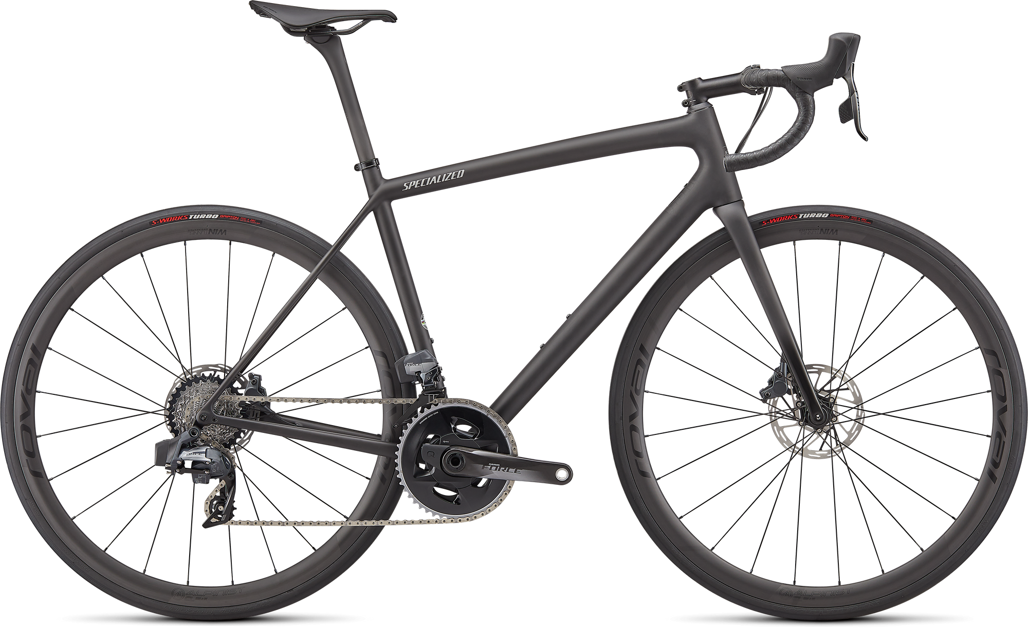 Specialized Aethos Pro - SRAM Force eTap AXS - Carbon / Flake Silver / Gloss Black Fork Fade