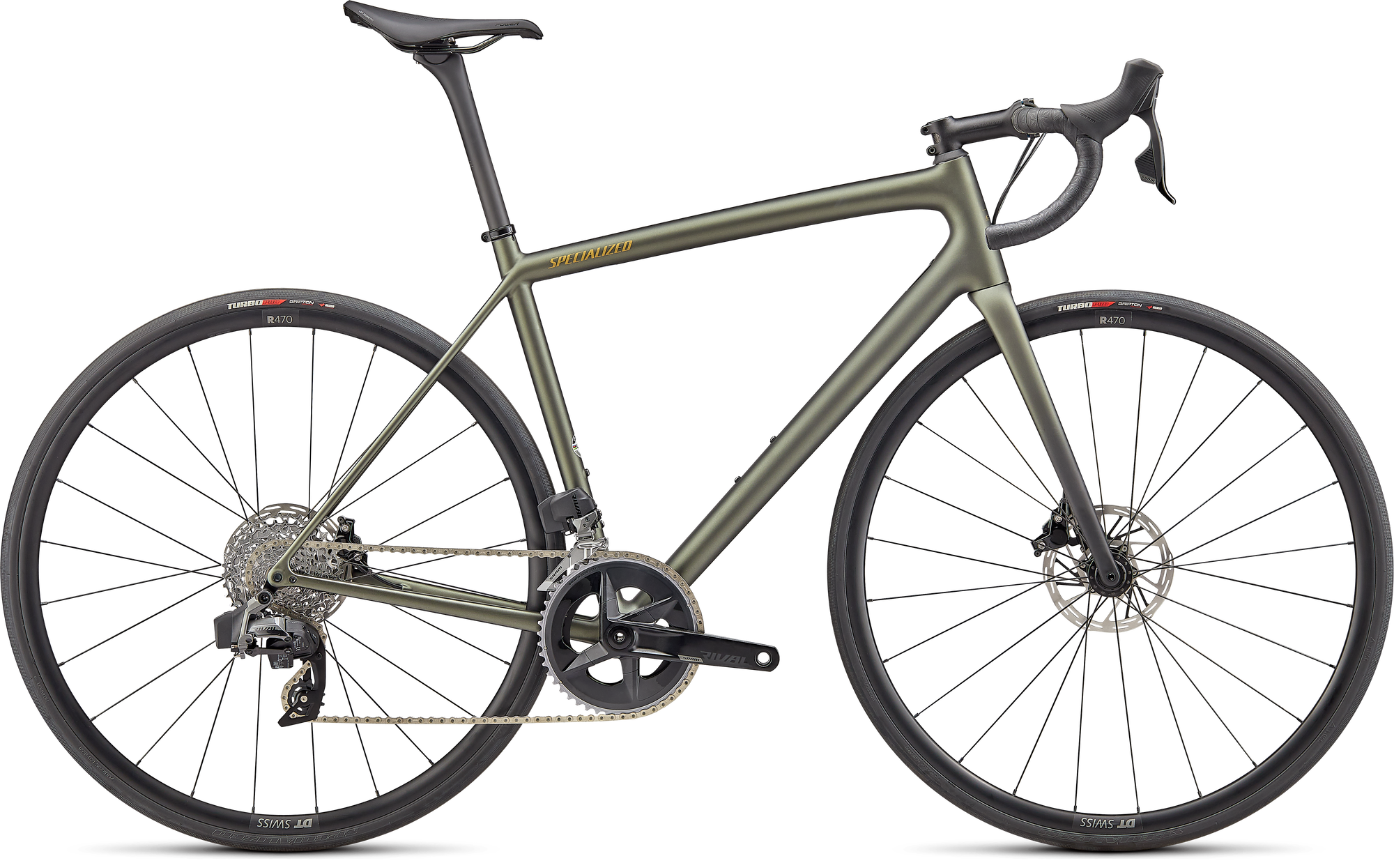 Specialized Aethos Comp - SRAM Rival eTAP AXS - Satin Metallic Moss/Gold/Carbon Fade