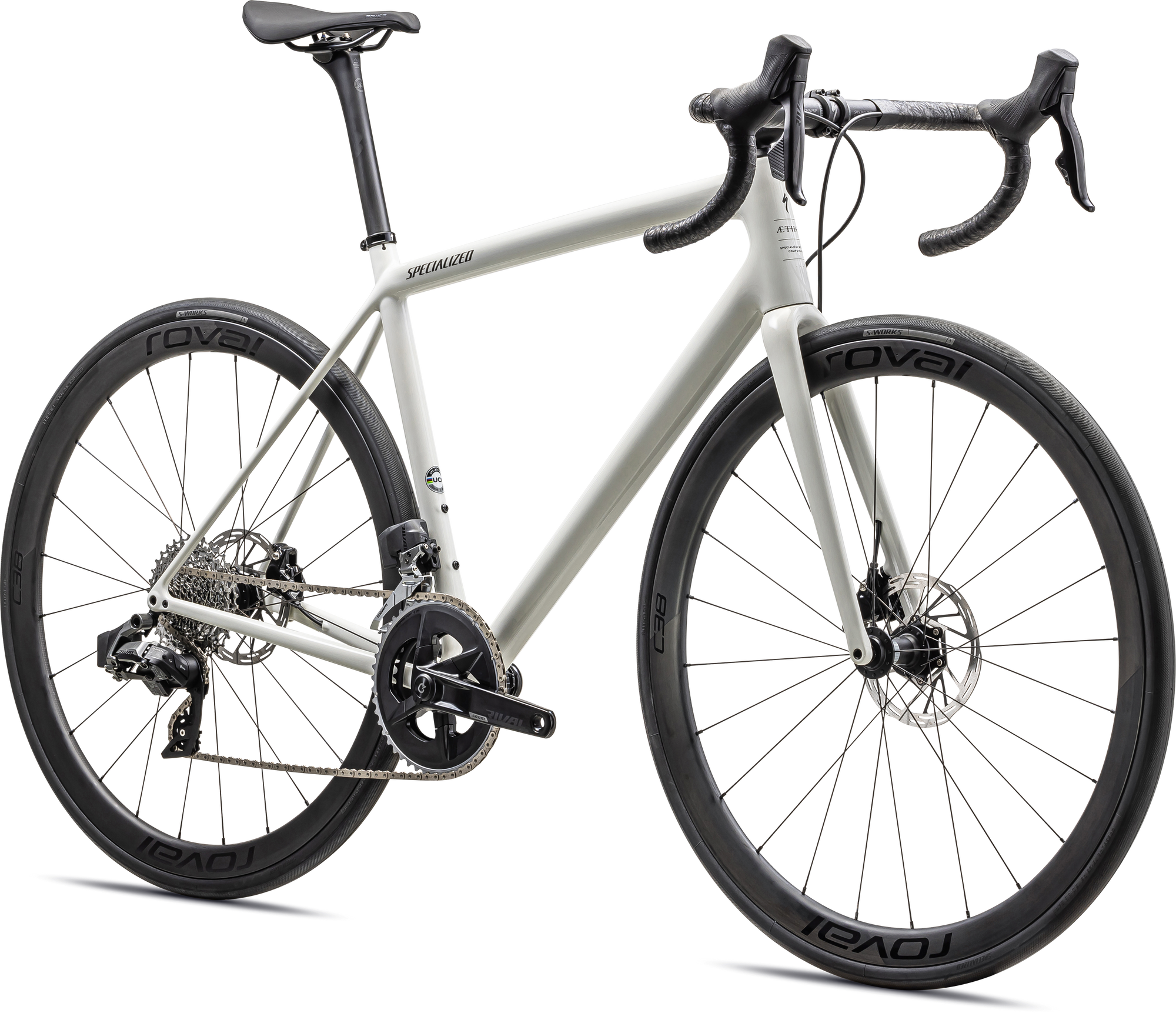 Specialized Aethos Expert - SRAM Rival eTAP AXS - Gloss Dune White/Metallic Obsidian