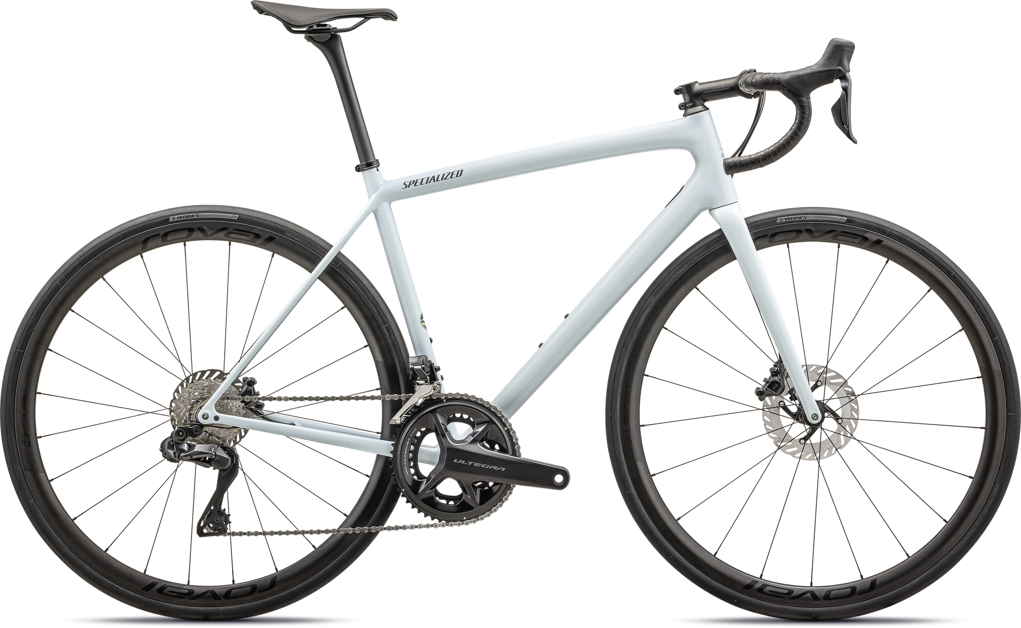 Specialized Aethos Pro - Shimano Ultegra Di2 - Gloss Morning Mist + Lapis Radial Fade + Fog Tint Edge Fade / Smoke