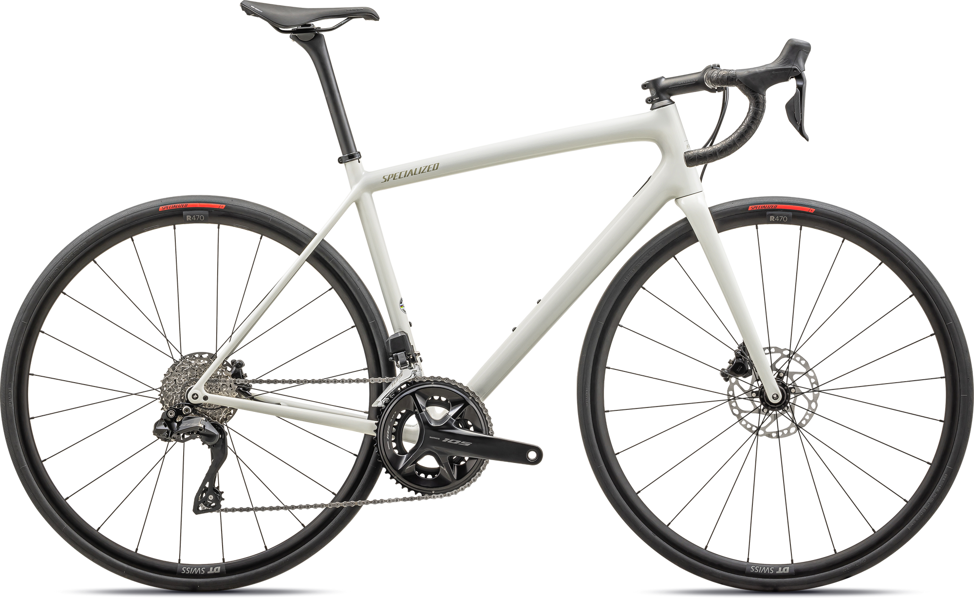 Specialized Aethos Comp - Shimano 105 Di2 - Gloss Dune White Metallic Spruce
