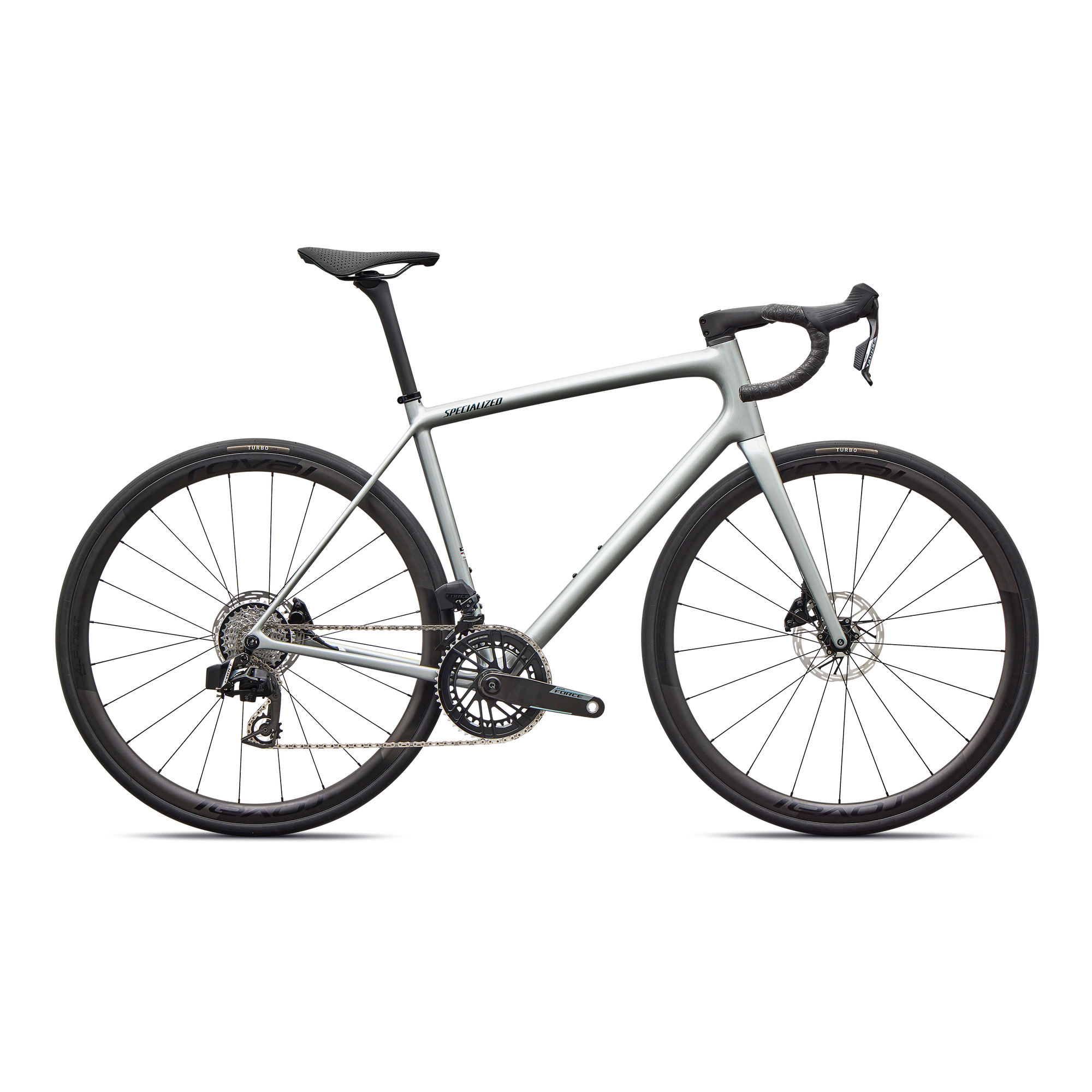 Specialized Aethos 2 Pro - SRAM Force AXS - Gloss Shadow Silver / Emerald Metallic