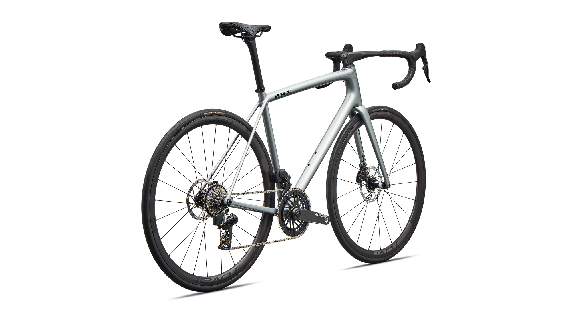 Specialized Aethos 2 Pro - SRAM Force AXS - Gloss Shadow Silver / Emerald Metallic