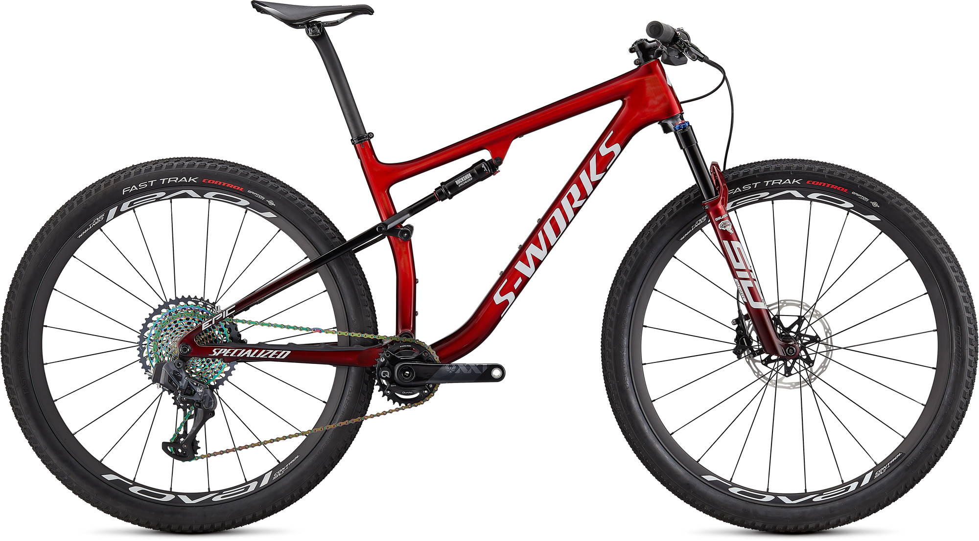 Specialized S-Works Epic - Gloss Red Tint Fade Over Brushed Silver/Tarmac Black/White W/ Gold Pearl