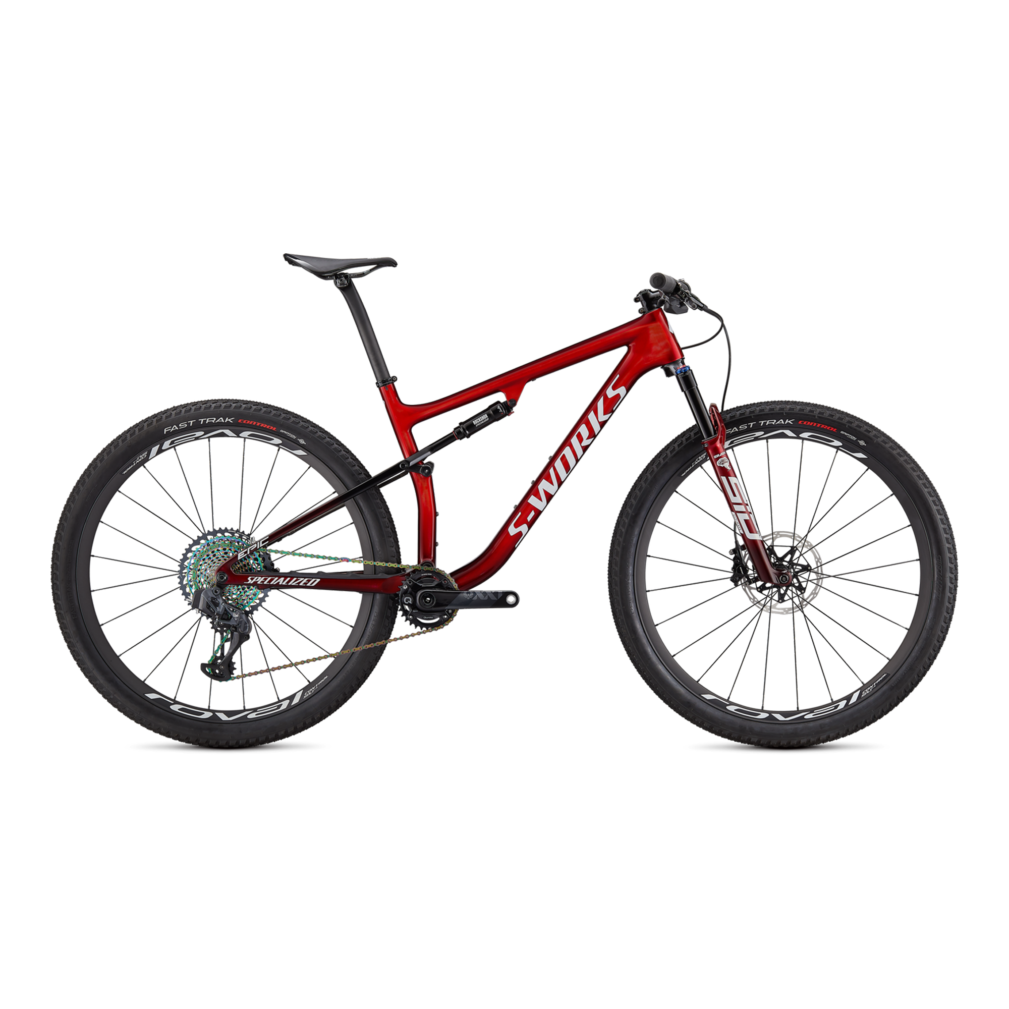 Specialized S-Works Epic - Gloss Red Tint Fade Over Brushed Silver/Tarmac Black/White W/ Gold Pearl