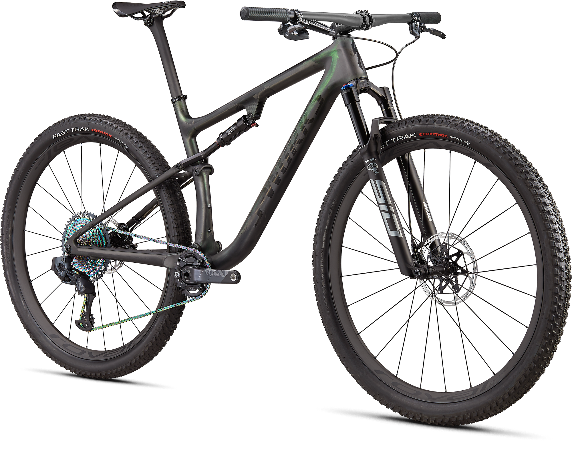 Specialized S-Works Epic - Satin/Gloss Carbon/Color Run Silver - Green Chameleon