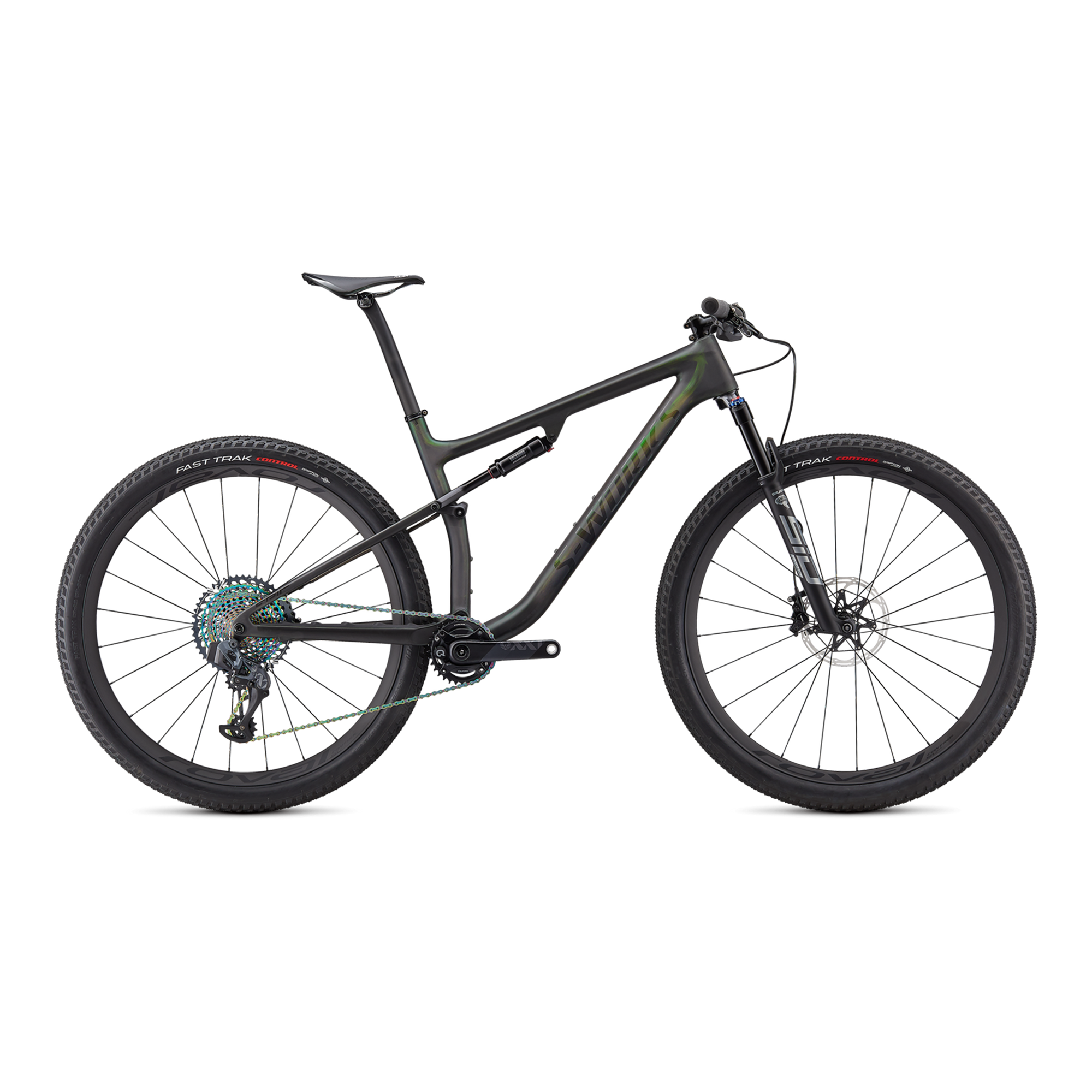 Specialized S-Works Epic - Satin/Gloss Carbon/Color Run Silver - Green Chameleon