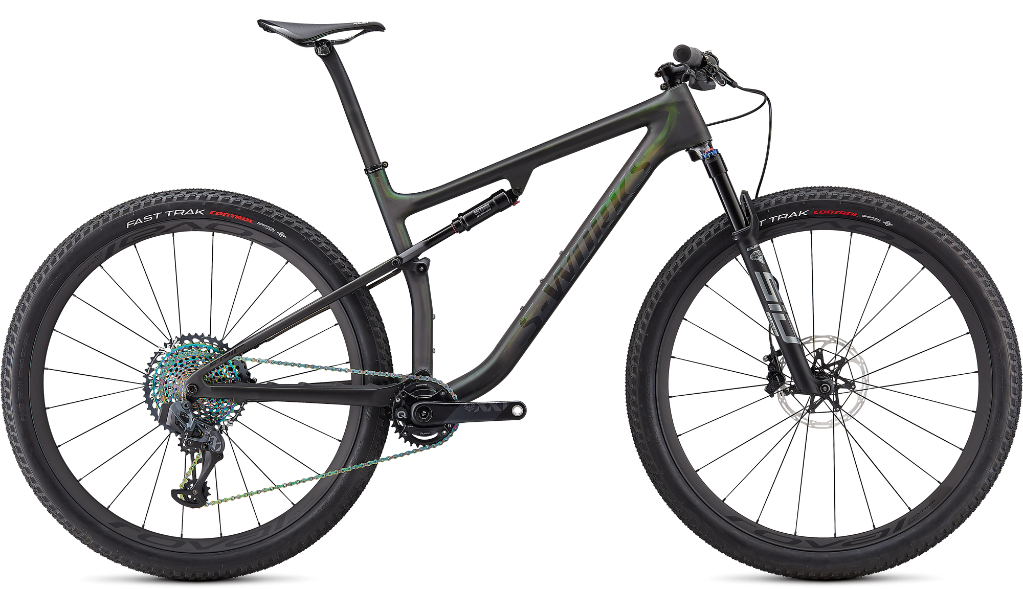Specialized S-Works Epic - Satin/Gloss Carbon/Color Run Silver - Green Chameleon