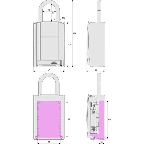 Abus Keygarage 777 Shackle 36mm ID 10 Digit Code