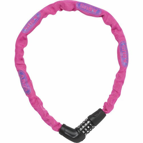 Abus Steel-O-Chain 5805C Combo - 75cm X 5mm Pink - No Brkt