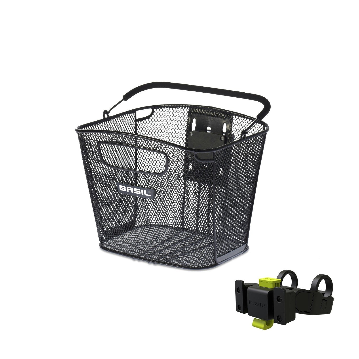 Basil Bold Front KF+KF Handlebar Holder Front Basket - Black