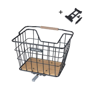 Basil Nordland Bicycle Basket MIK 2.0 23L - Black/Natural Brown