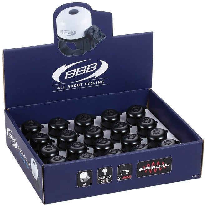 BBB Cycling BBB-11D Loud &amp; Clear Bell Display 20 Pieces - Black