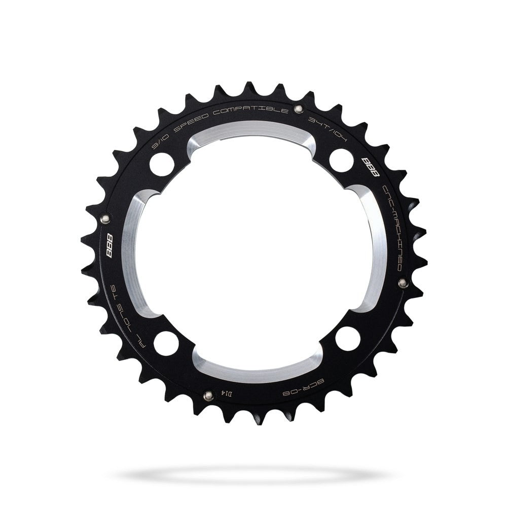 BBB Cycling BCR-8 RoundAbout MTB 4 Arm W/Pins 104 PCD Chainring - 34T Black