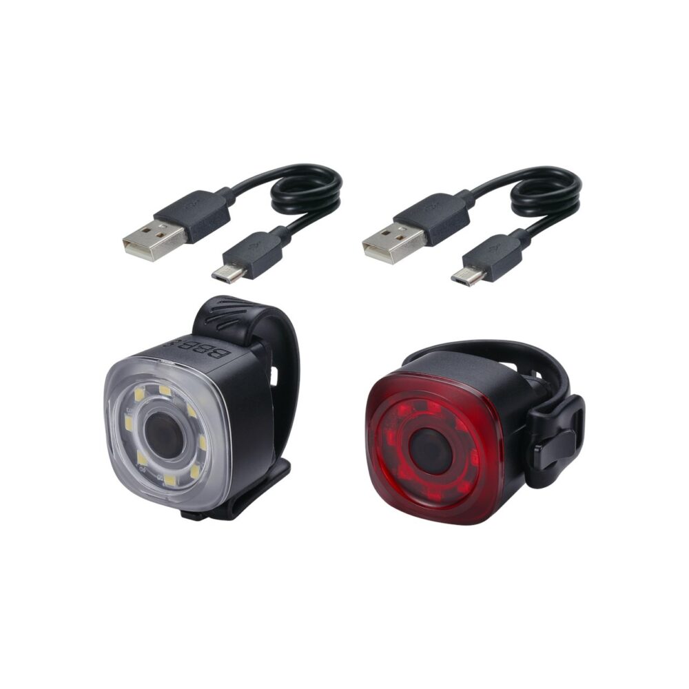 BBB Cycling BLS-227 Mini Light Combo Set Spirit Front &amp; Rear Light W/Rail Bracket - Black