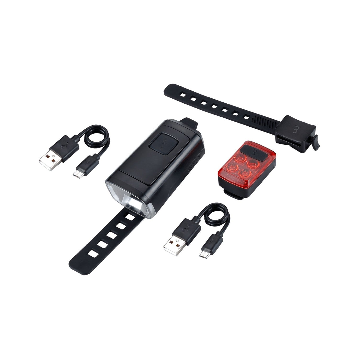 BBB Cycling BLS-230 Stud 50 Front Light BLS-236 Slide Rear Light Set - Black