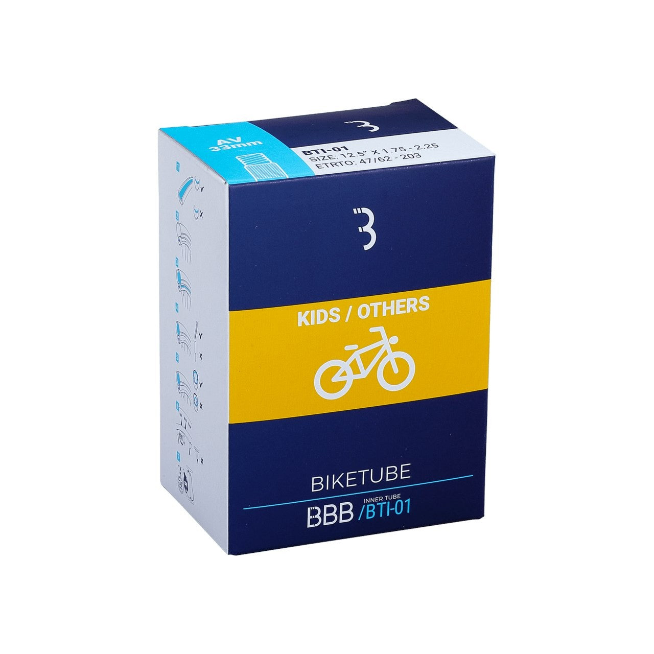BBB Cycling BTI-01.DVB BikeTube Inner Tube 12 1/2X1.75X2.25 Dunlop Bent 60D
