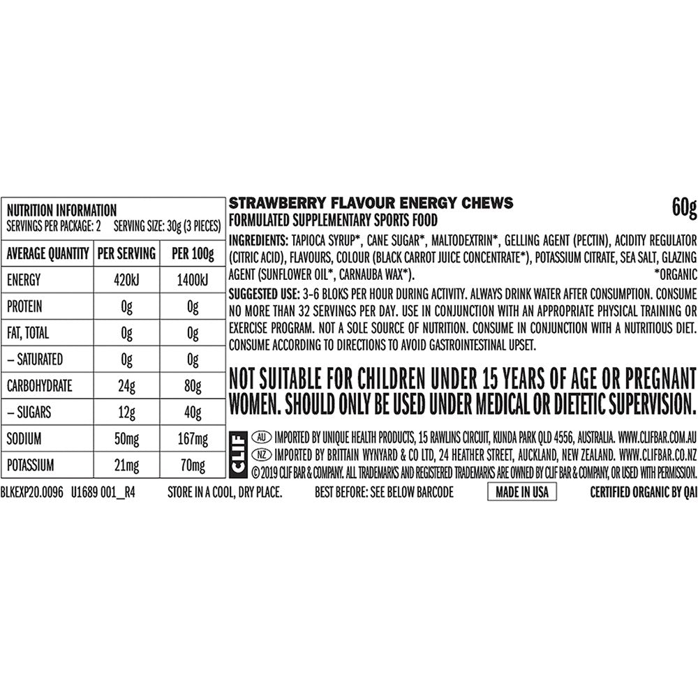 Clif Bloks Energy Chews 18 Pack - Strawberry