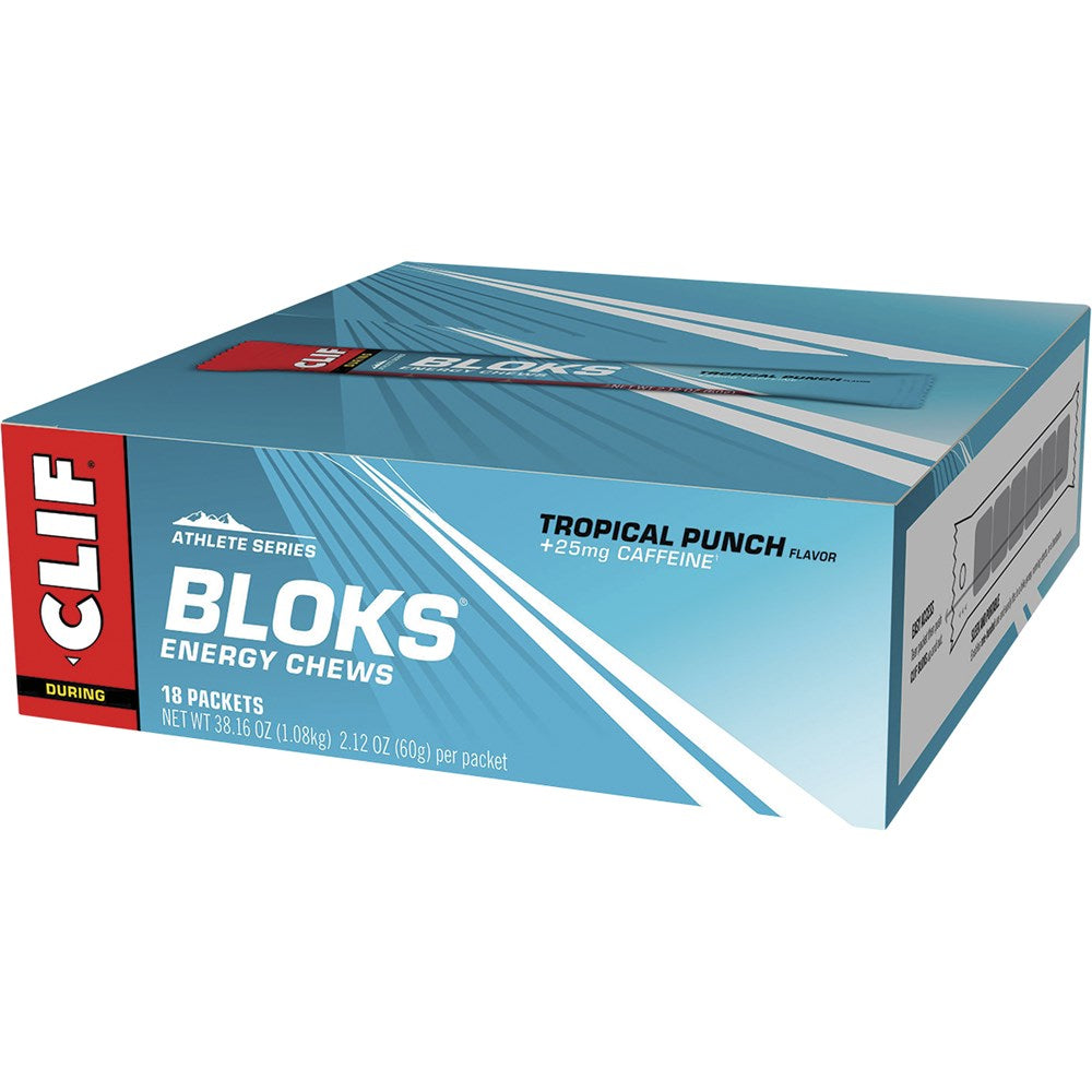 Clif Bloks Energy Chews 18 Pack - Tropical Punch 25mg Caffeine