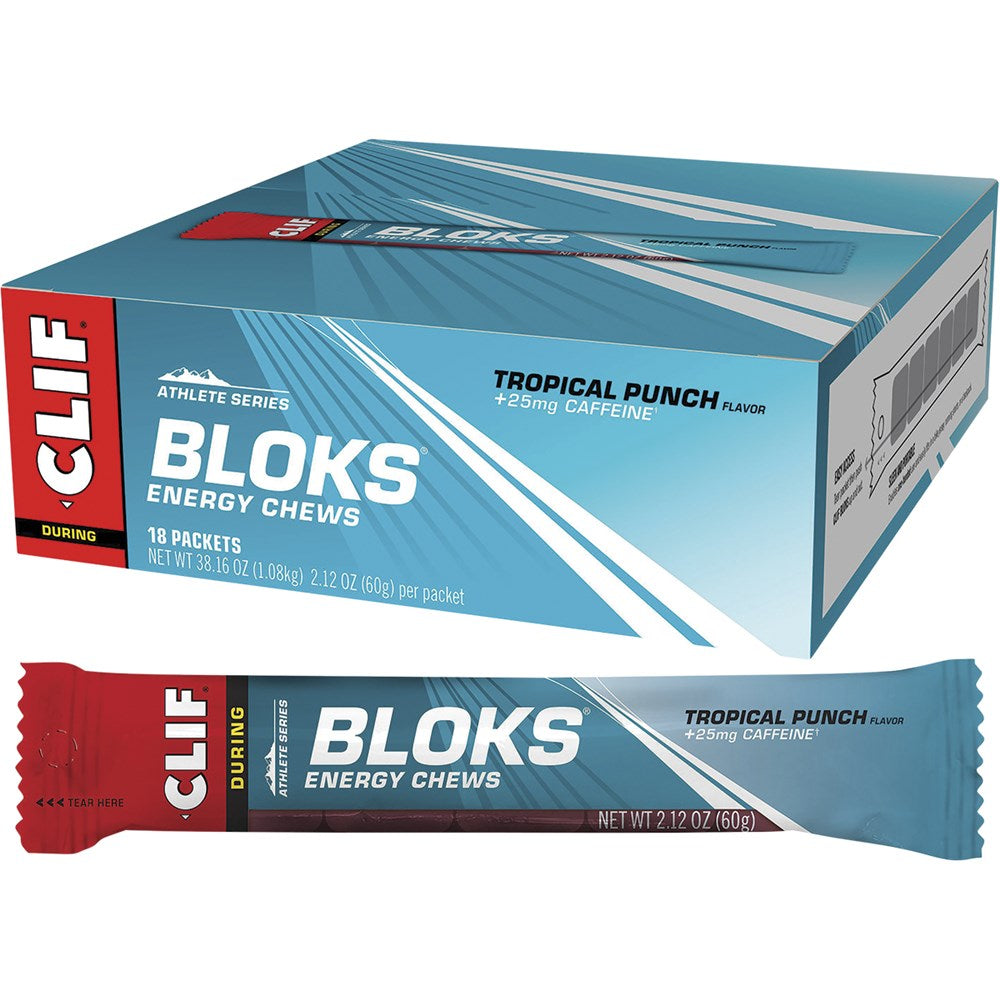 Clif Bloks Energy Chews 18 Pack - Tropical Punch 25mg Caffeine