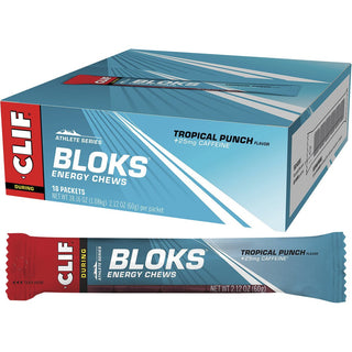 Clif Bloks Energy Chews 18 Pack - Tropical Punch 25mg Caffeine